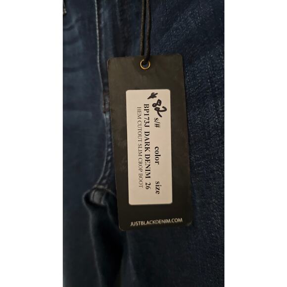 Just Denim Jeans Hem Cutout Slim Crop Boot Dark Denim, NWT, BP173J Sz 26 - Picture 9 of 11